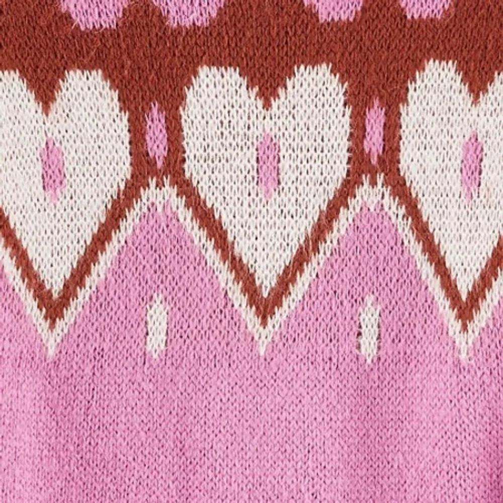Carter's Toddler Girls Heart Mohair Like Pullover Sweater - Pink Hearts‎ - 3T